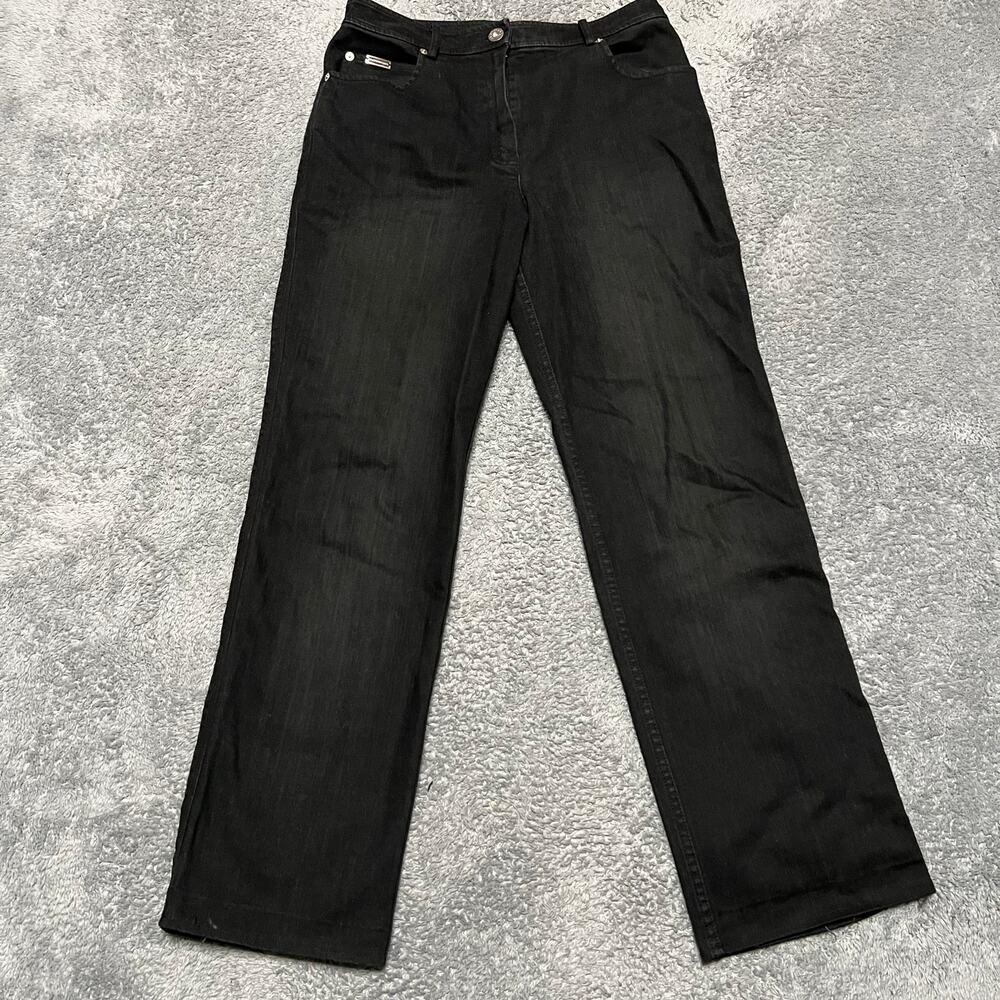 St John Sport Denim Jeans Womens 8 (29x29.5) Straight Black Wash High Rise